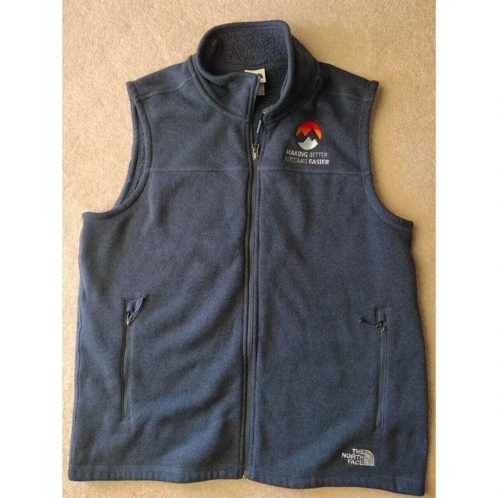 The‎ North Face Vest Man XL Gray Knit Vest Full Zip Outdoors Hiking Warm Comfy